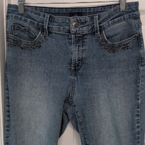NYDJ Blue Embellished Skinny Jeans Leggings